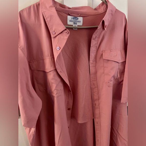 AFTCO Vented Pink Button Down Fishing Shirt, Size 2X - Picture 3 of 10